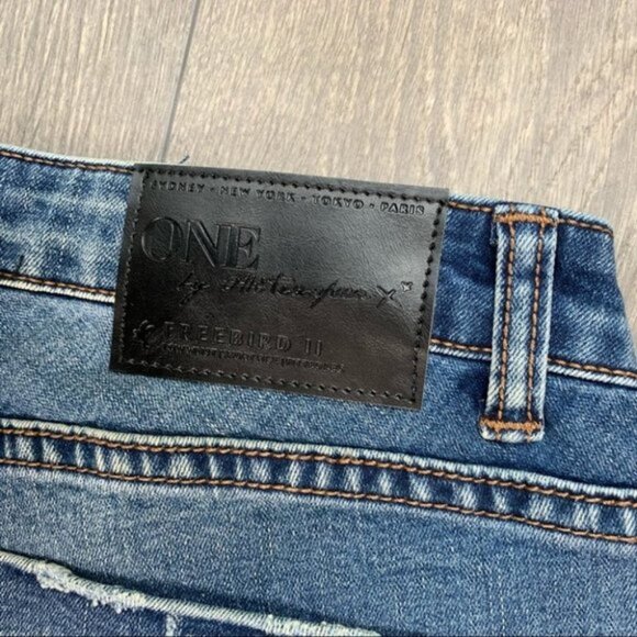 Revolve One Teaspoon Freebirds Skinny Jeans Crop Blue indigo Zipper straight leg - Picture 10 of 16